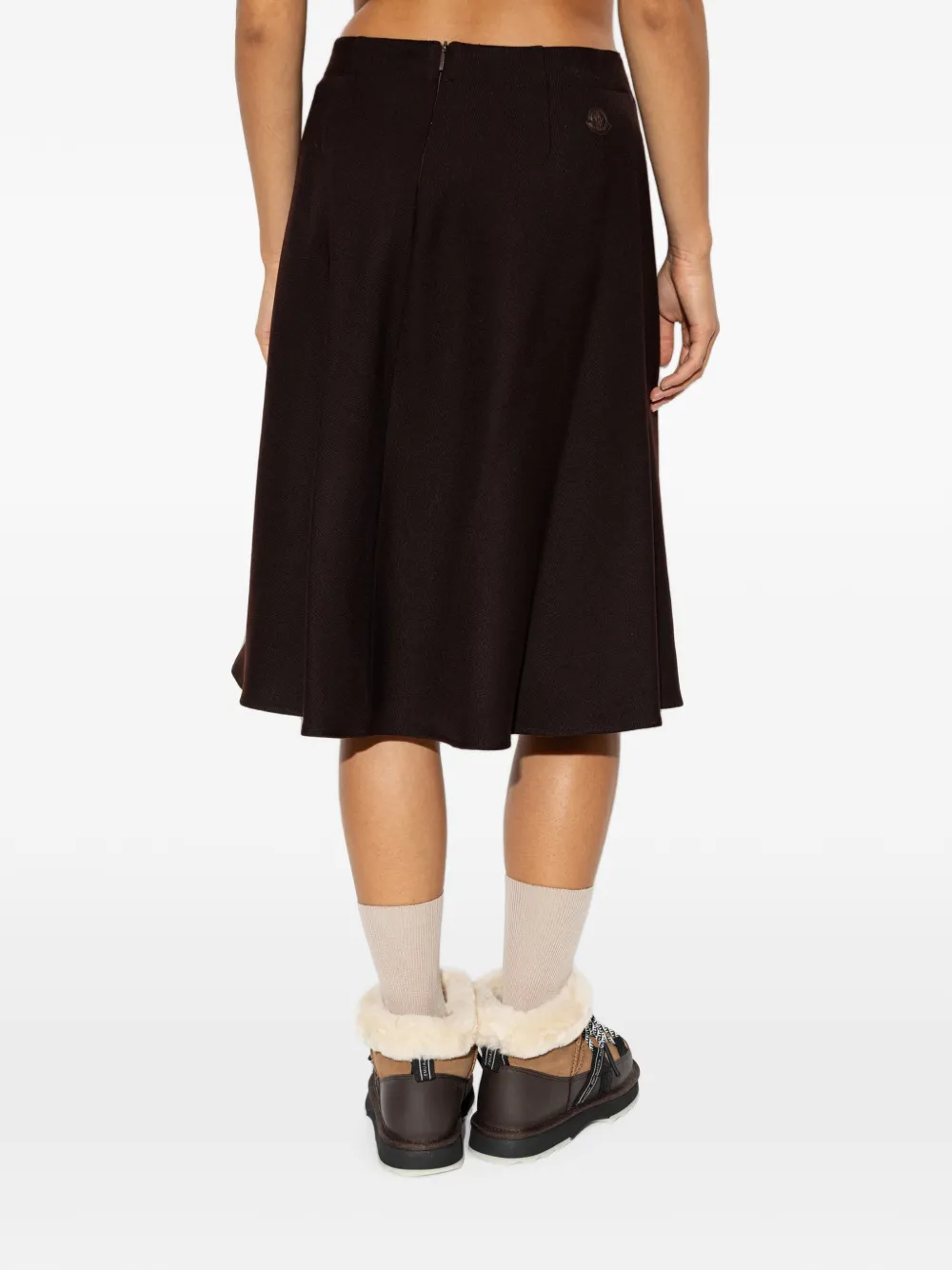 Moncler drawstring layered-detail midi skirt Bruin