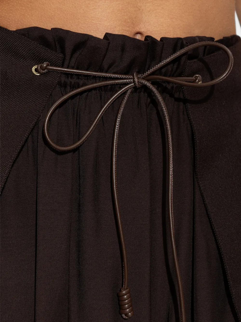 Moncler drawstring layered-detail midi skirt Bruin