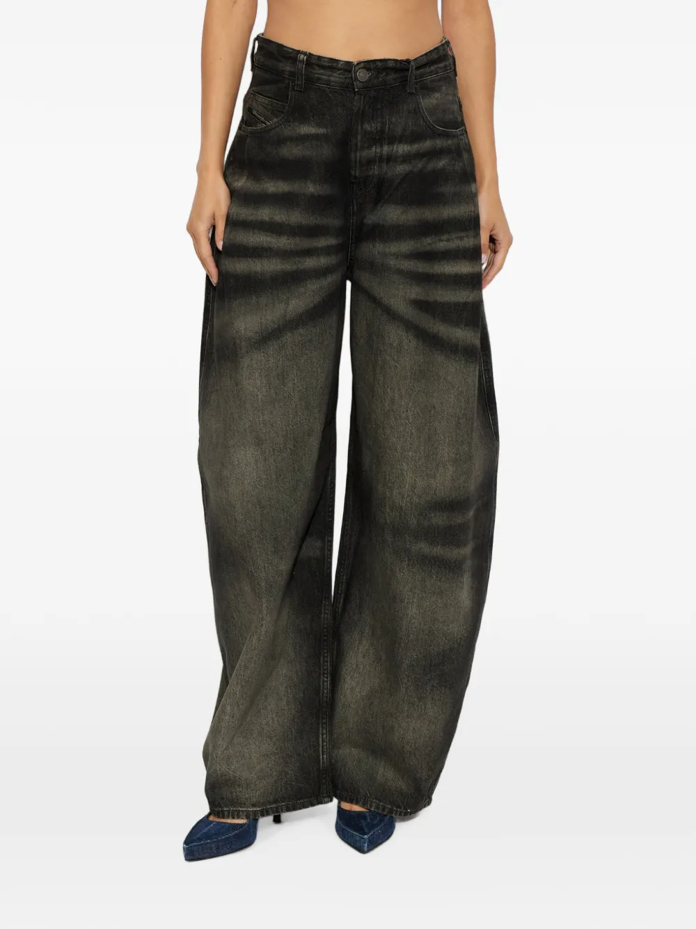 Diesel 1987 D-Khelz ruimvallende high-waist jeans Zwart