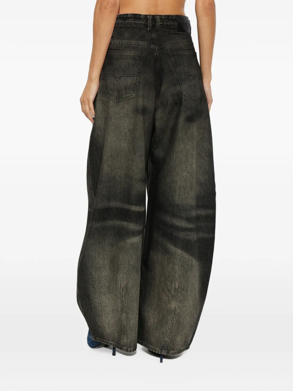 Diesel 1987 D-Khelz ruimvallende high-waist jeans Zwart