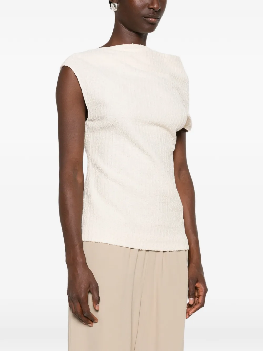 TOTEME asymmetric textured top Beige