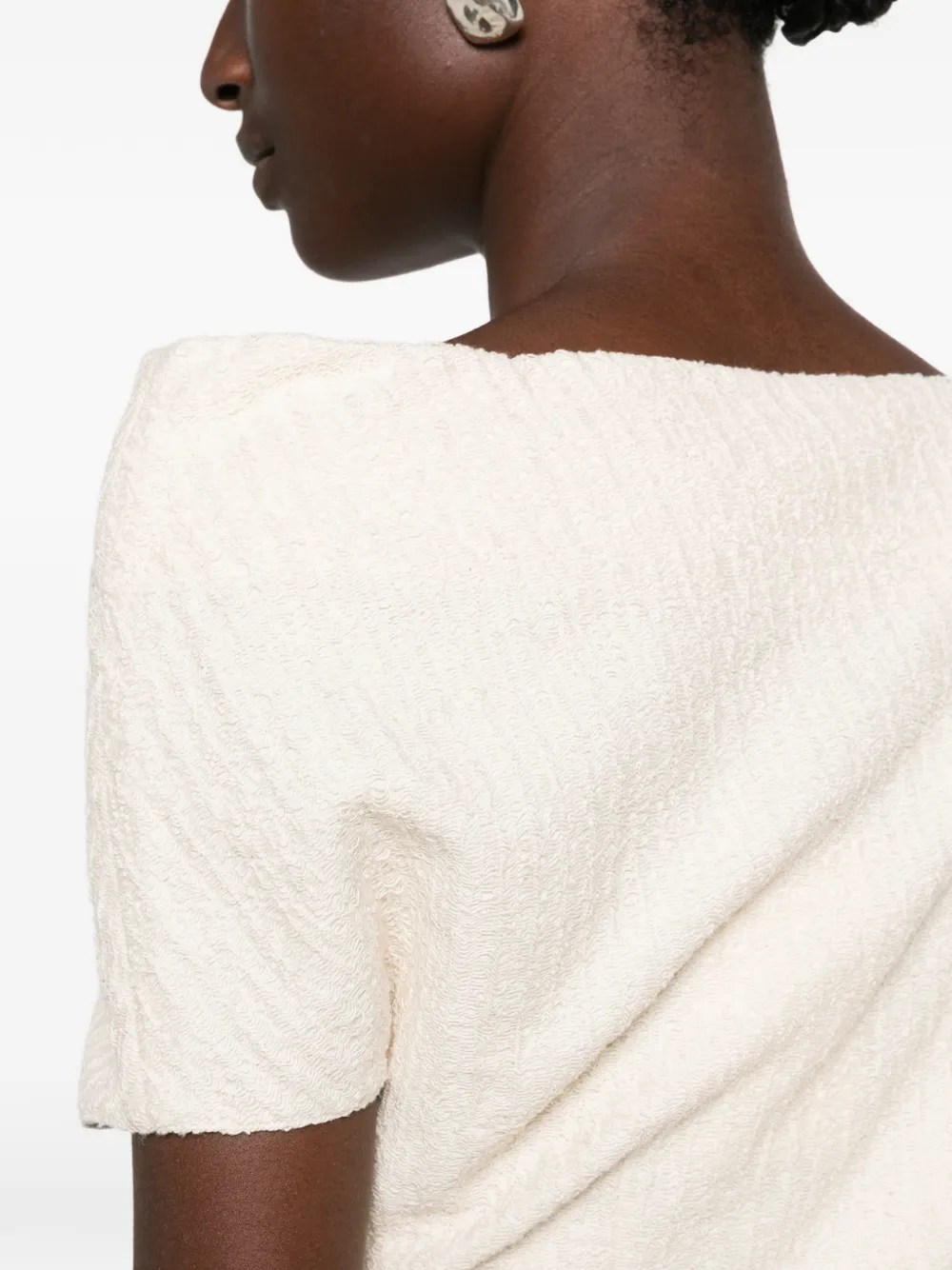 TOTEME asymmetric textured top Beige