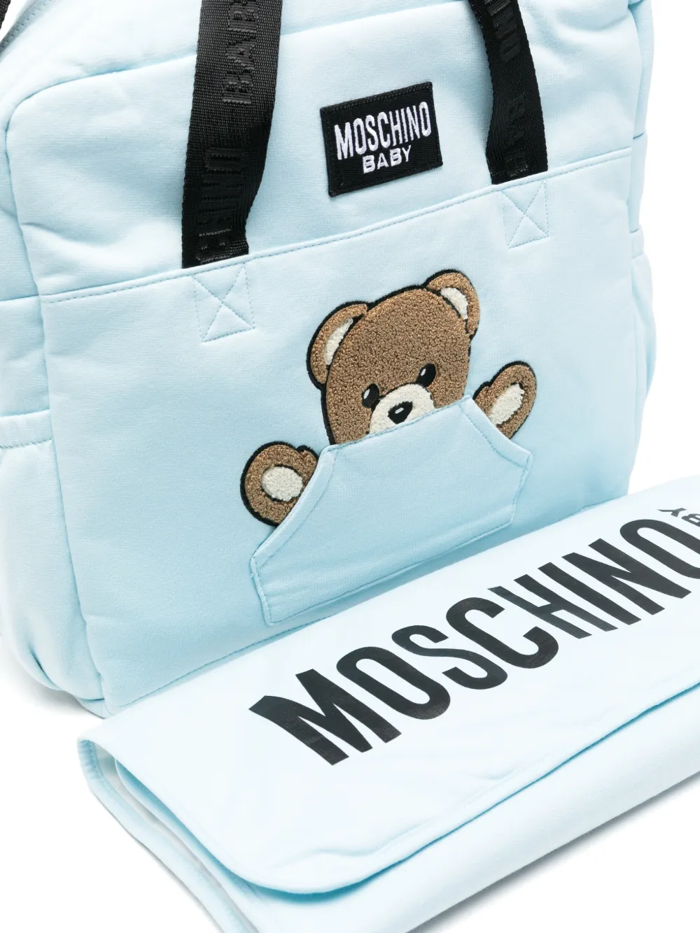 Moschino Kids Teddy Bear changing bag and changing mat set Blauw