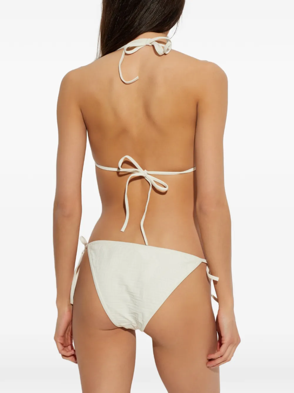 Balmain Triangel bikinitop met monogram-patroon Beige