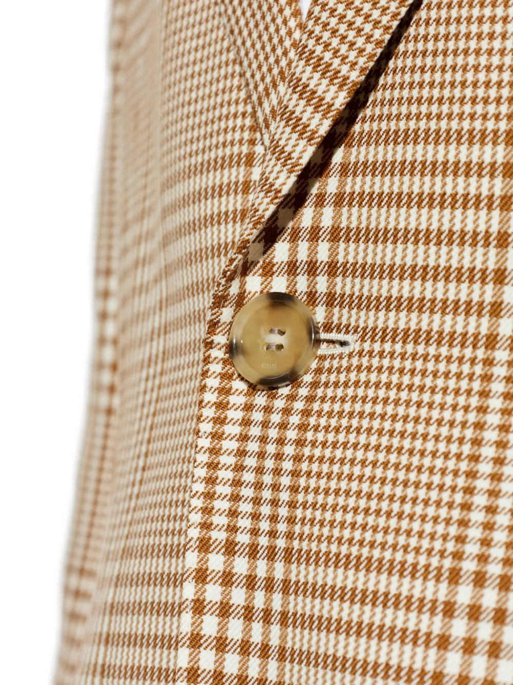 AMI Paris Geruite wollen blazer met enkele rij knopen Bruin
