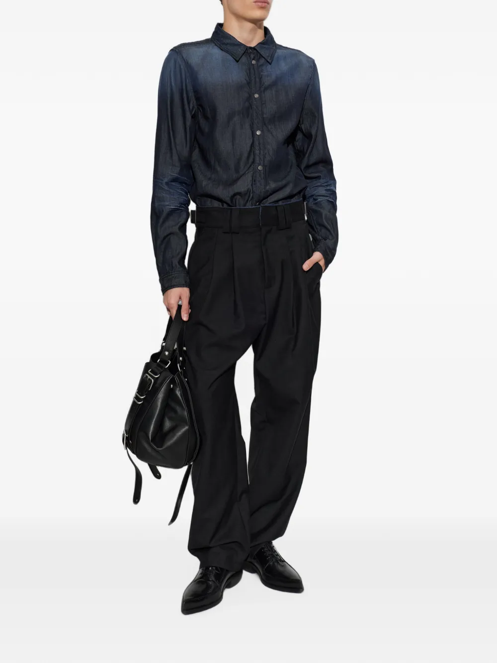 Diesel Denim overhemd met gekreukt effect Blauw