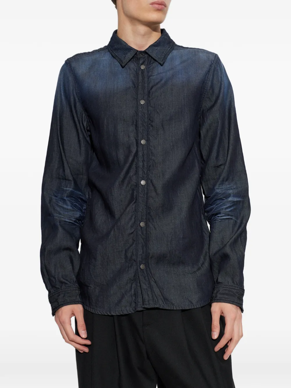 Diesel Denim overhemd met gekreukt effect Blauw