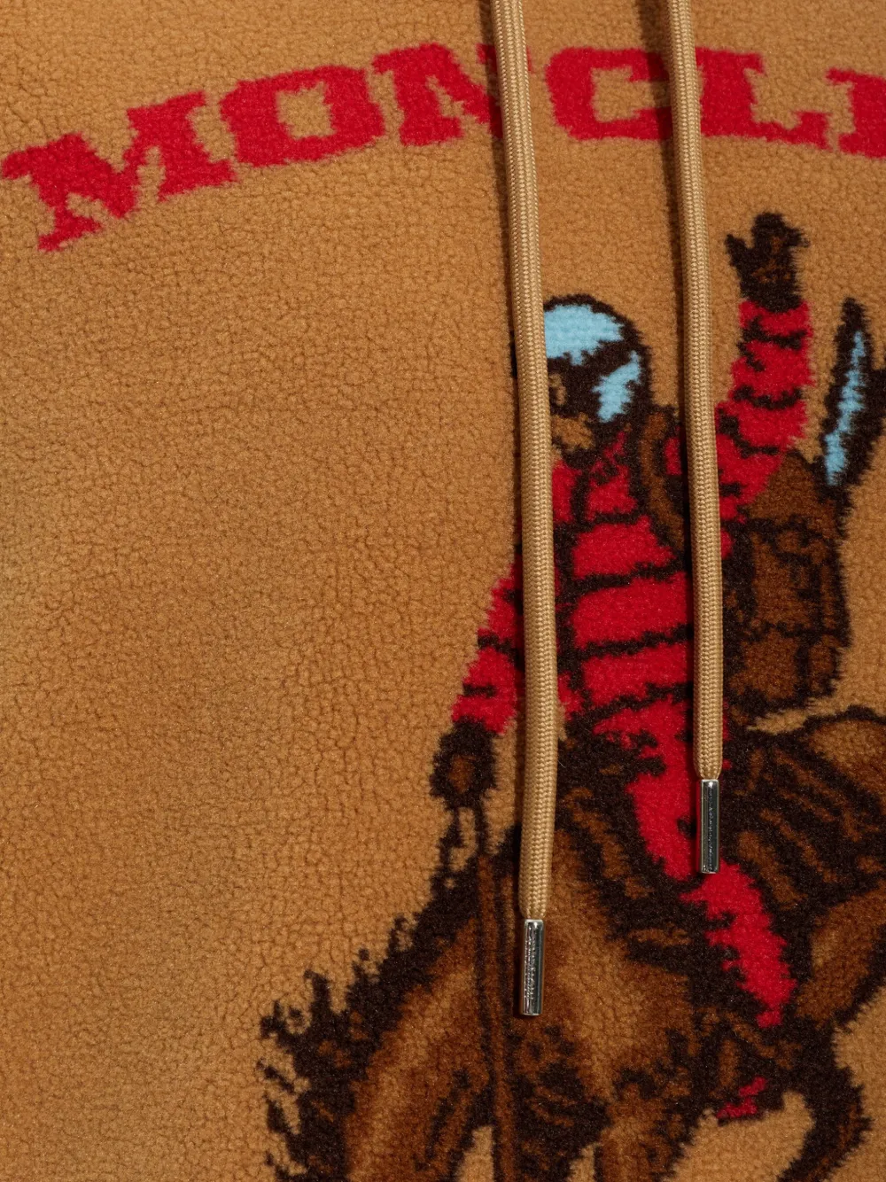 Moncler Hoodie met fleece vlak en Western-patroon Bruin