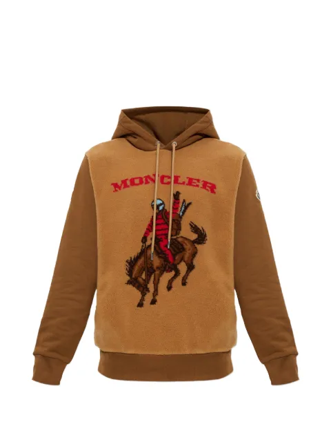 Moncler cowboy-motif fleece-panel hoodie