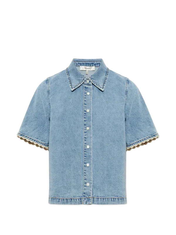 Frame Scallop-trim Short-sleeve Shirt in Blue