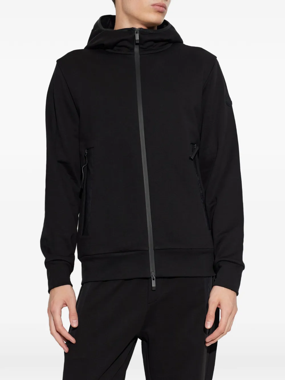 Moncler Hoodie met rits Zwart