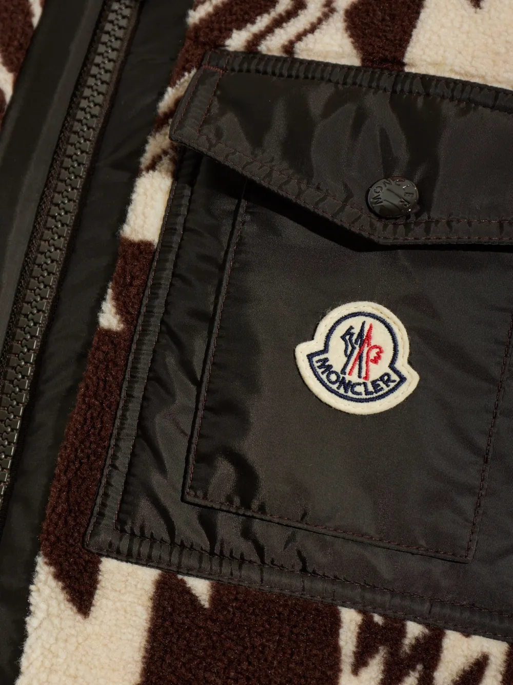 Moncler Gebreid fleece met jacquard en rits Bruin