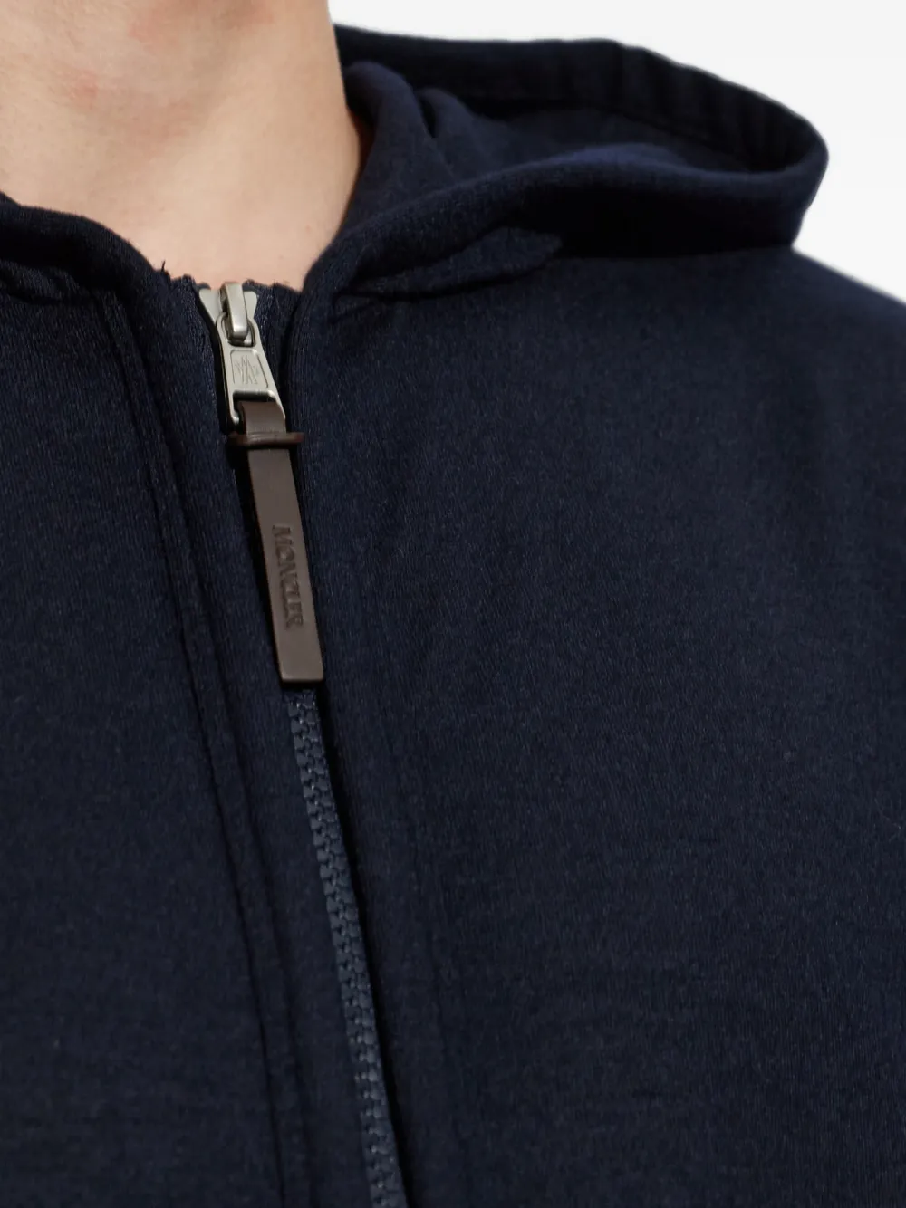Moncler logo-patch zip-up hoodie Blauw