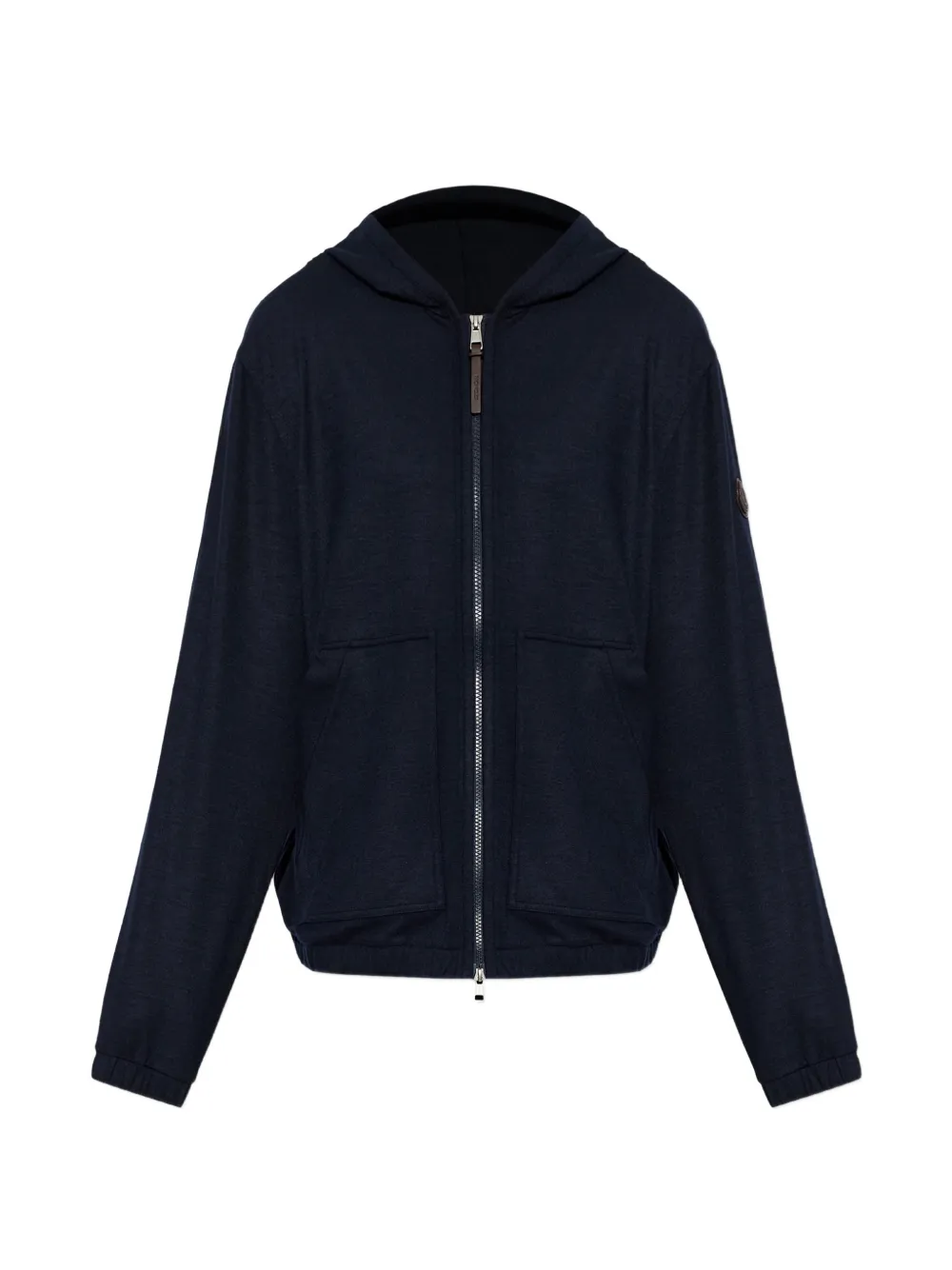Moncler logo-patch zip-up hoodie Blauw