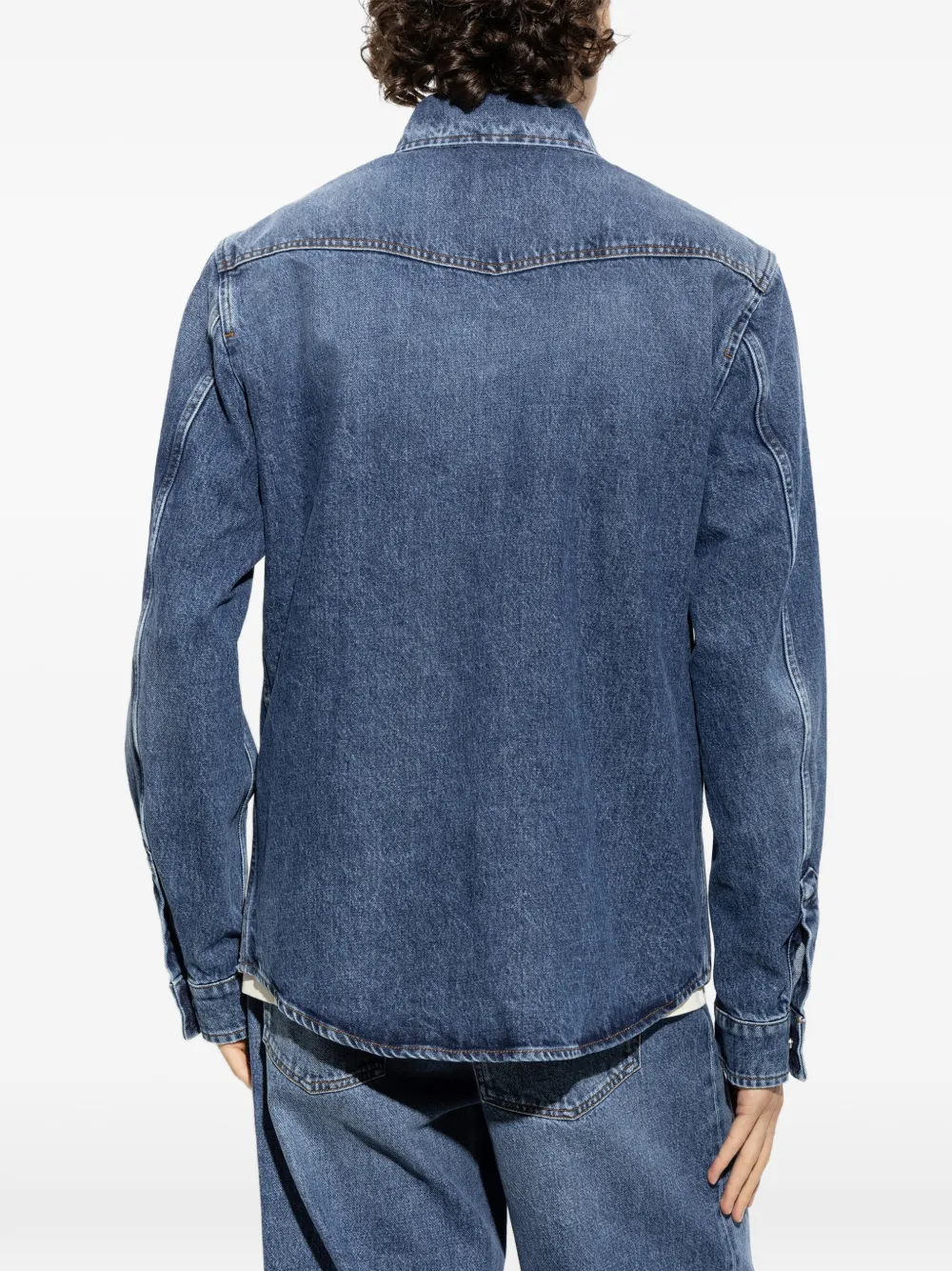 Moncler Denim overhemd met logopatch Blauw