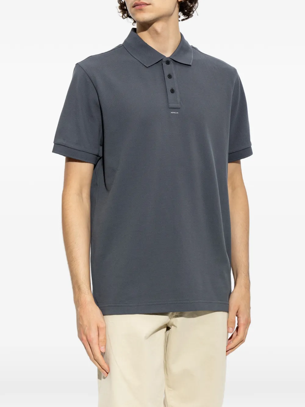 Moncler Poloshirt met logoprint Grijs