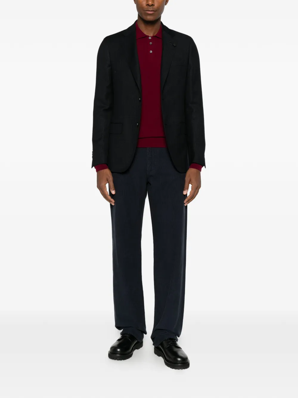 Lardini logo-pin single-breasted blazer Blauw