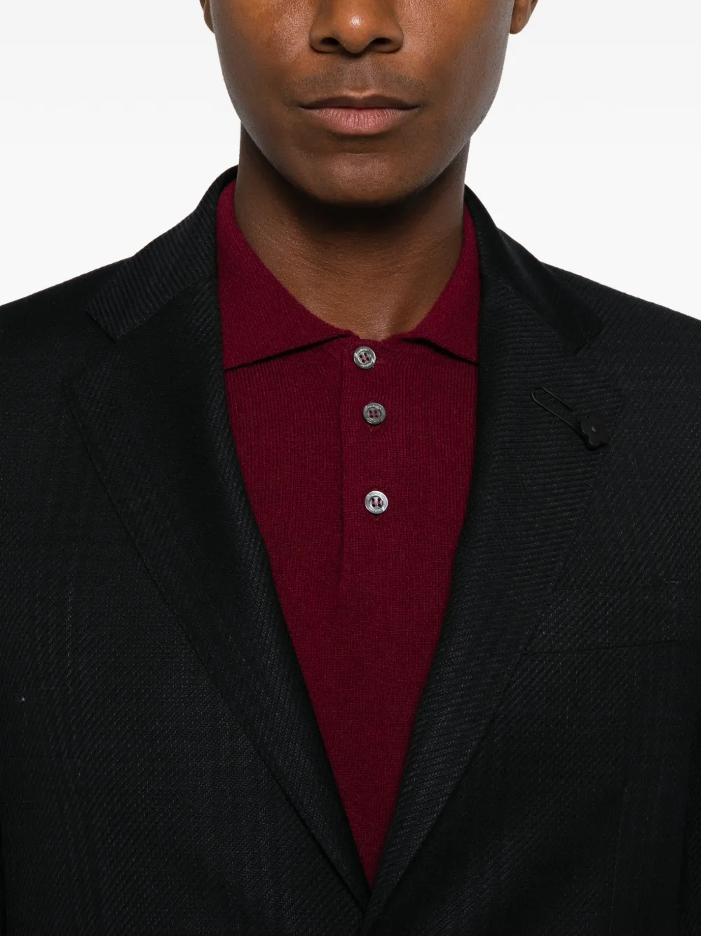 Lardini logo-pin single-breasted blazer Blauw