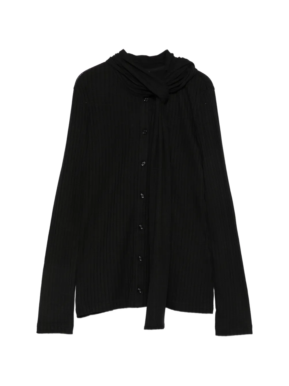 TOTEME ribbed scarf-detail cardigan - Noir TOTEME ribbed scarf-detail cardigan - Noir
