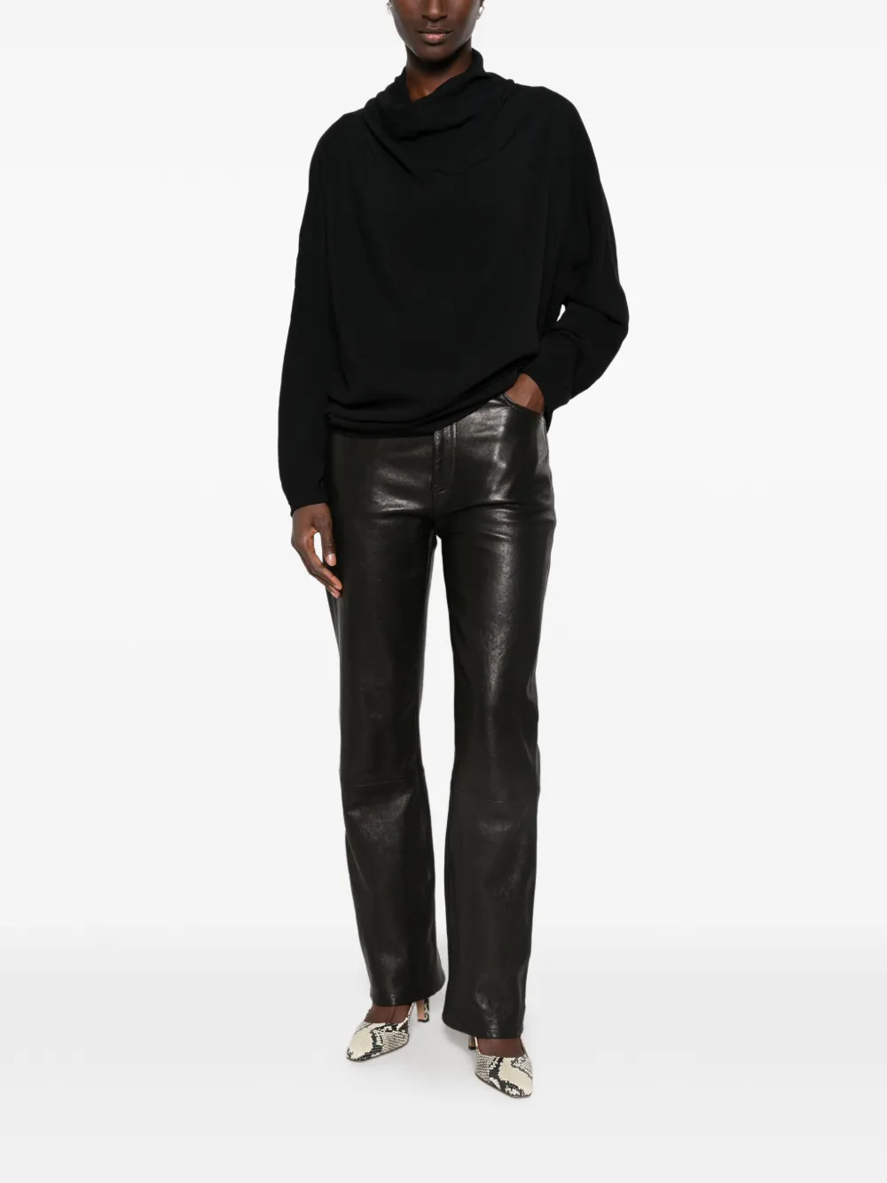 TOTEME cowl-neck cut-out blouse Zwart