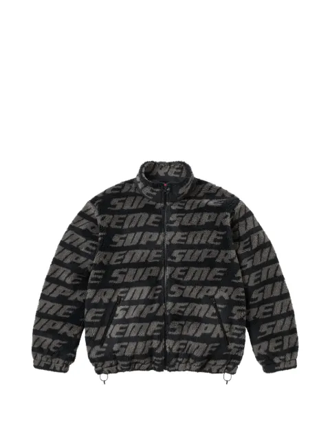 Supreme logo-jacquard fleece jacket