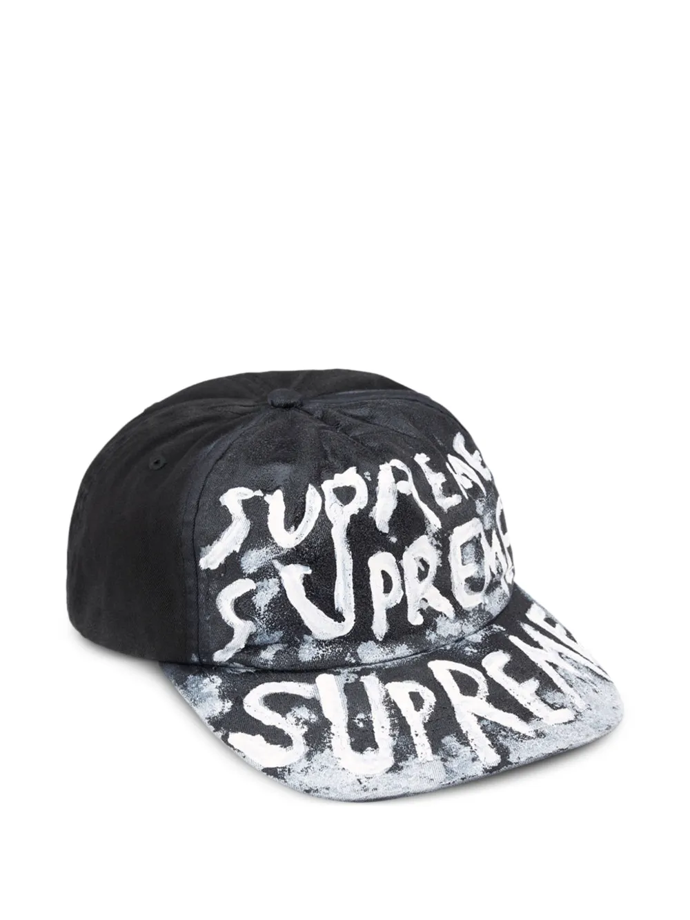 Supreme Beschilderde pet met vijf vlakken Zwart