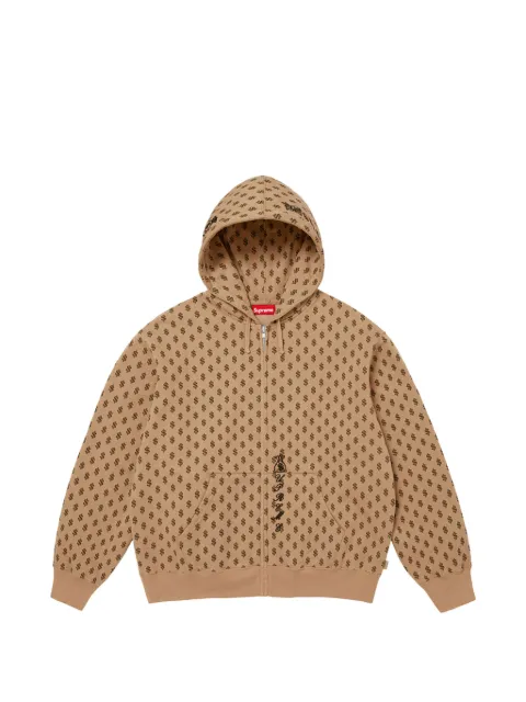 Supreme hoodie con monograma estampado y cierre