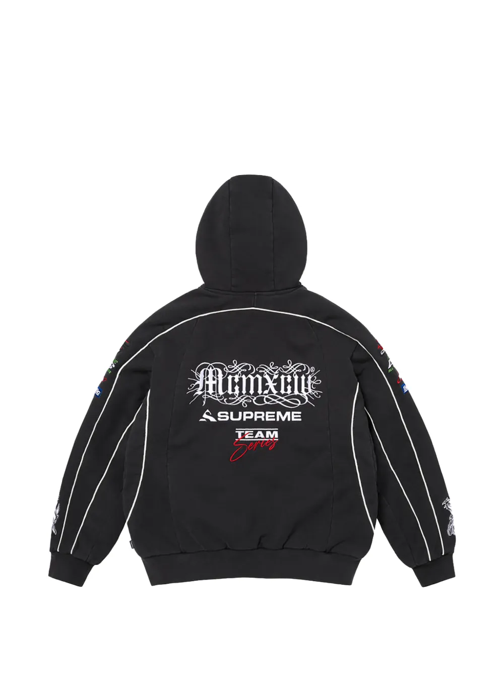 Supreme Racing hoodie met logo-patch en rits Zwart