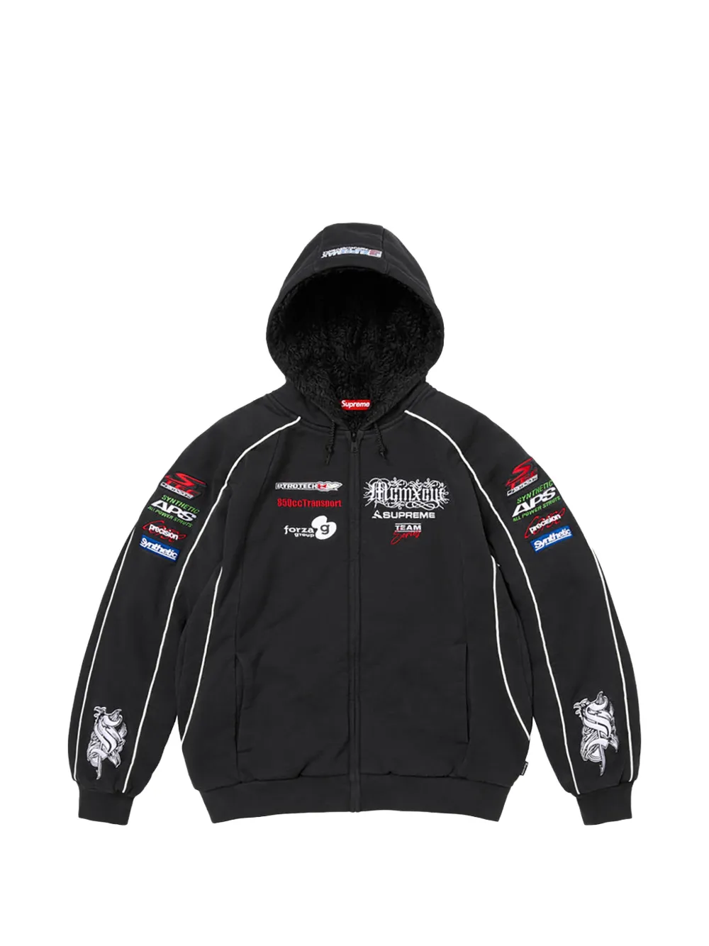 Supreme Racing logo-patch zip-up hoodie