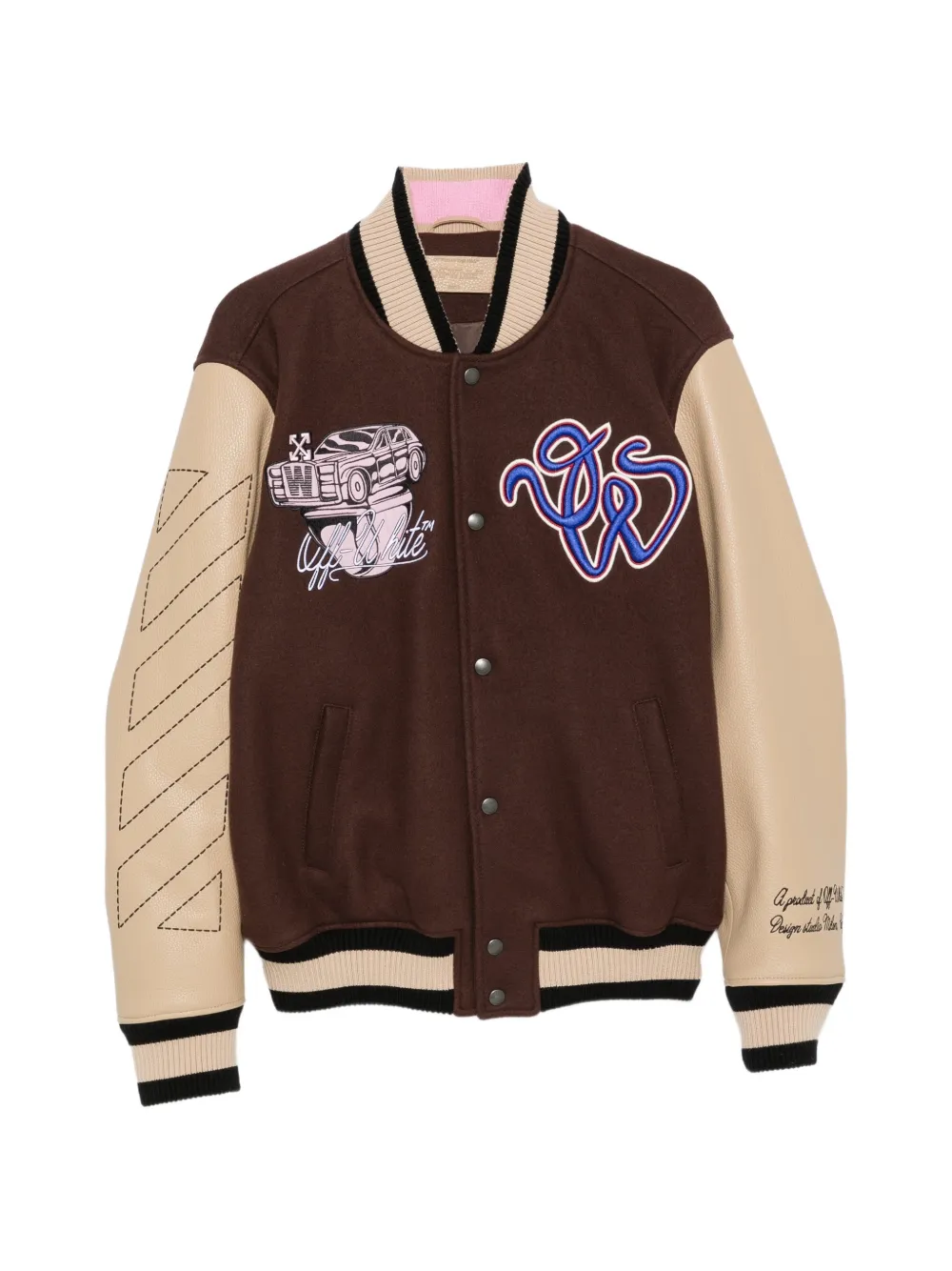 Off-White Bomber con applicazione - Marrone