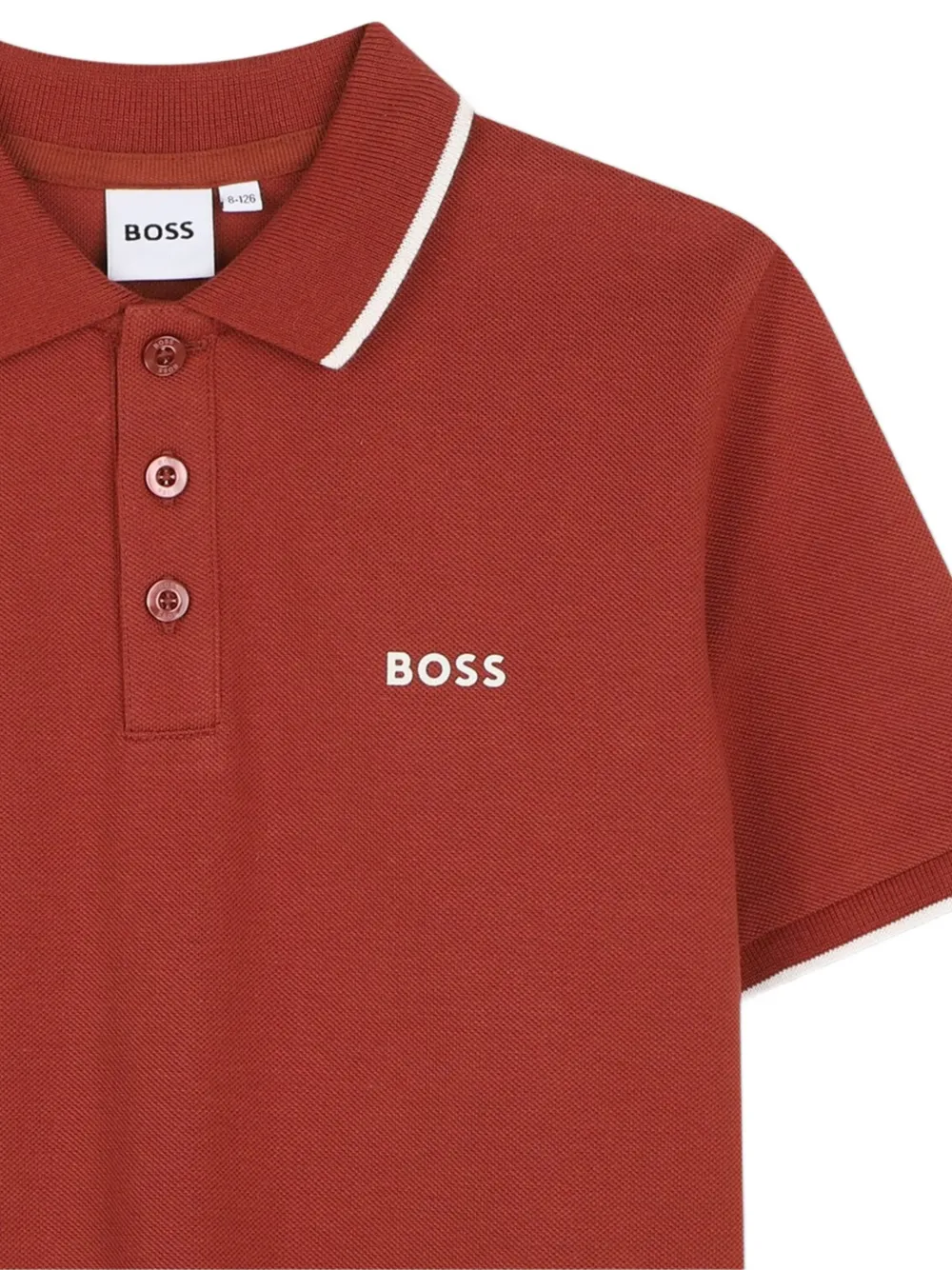 BOSS Kidswear Poloshirt met logoprint Rood