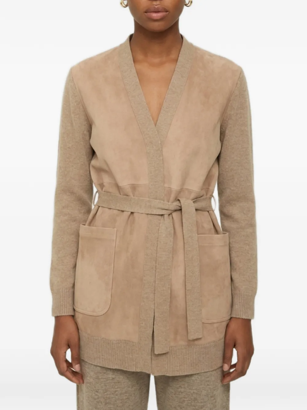 Max Mara Oliveto suede-panelled cardigan - Toni neutri