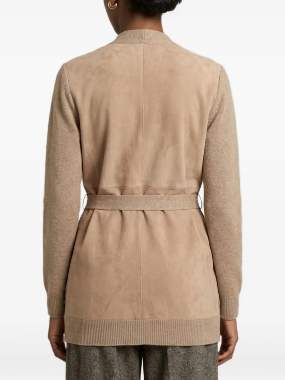 Max Mara Vest met suède vlakken en ceintuur Beige
