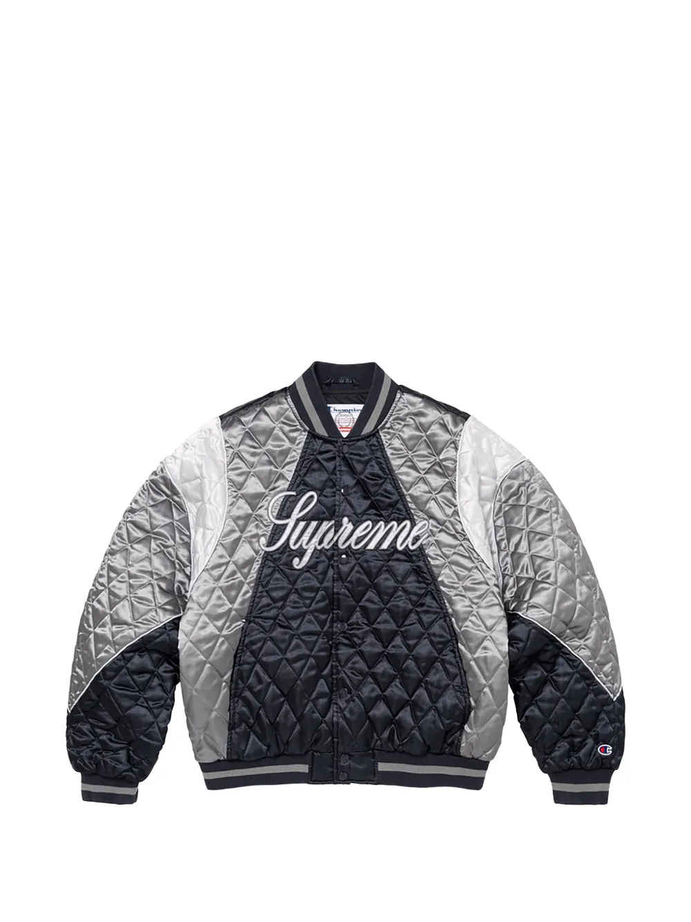 Supreme x Champion Giacca varsity trapuntata in raso - Blu