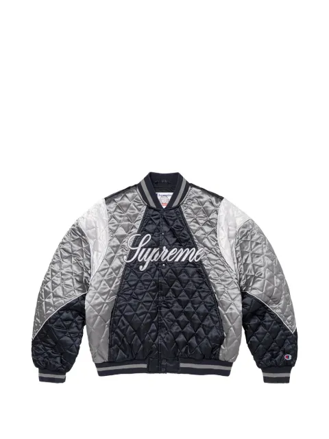 Supreme x Champion quilted satin varsity jacket