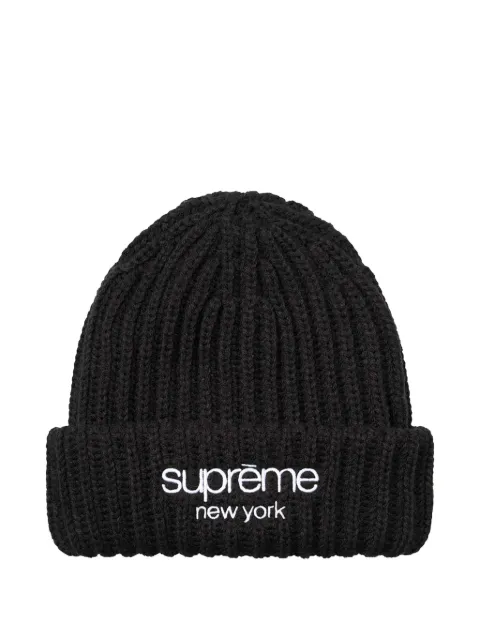 Supreme chunky-ribbed logo beanie hat