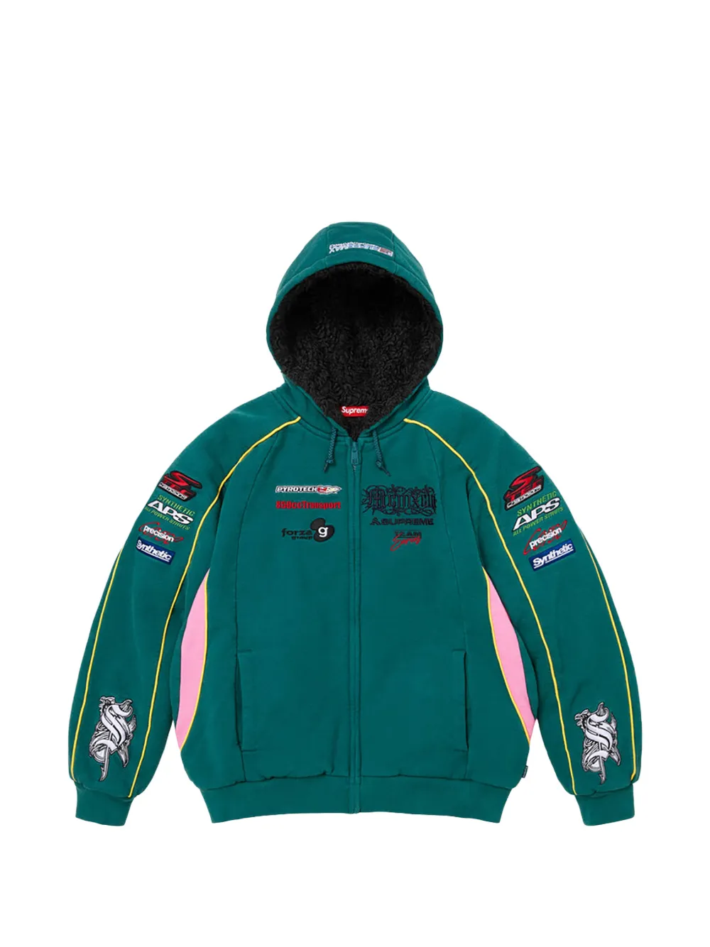 Supreme logo-patch zip-up hoodie