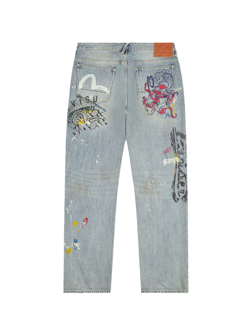 EVISU Fortune handgeverfde jeans Blauw