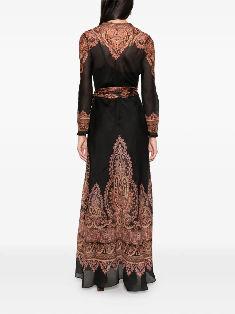 ZIMMERMANN paisley-print belted maxi dress Zwart