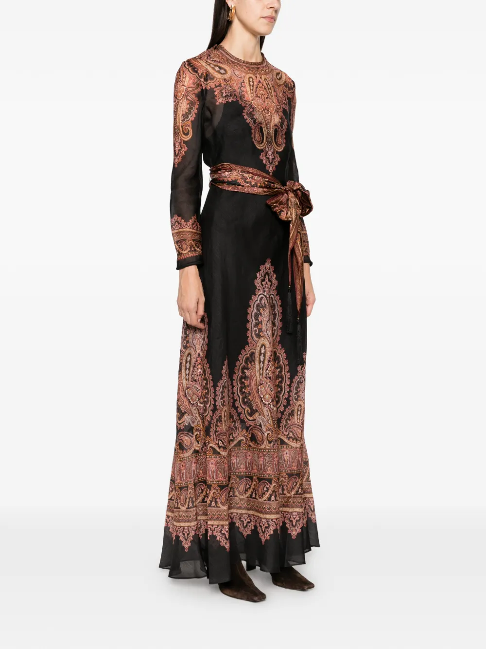 ZIMMERMANN paisley-print belted maxi dress Zwart