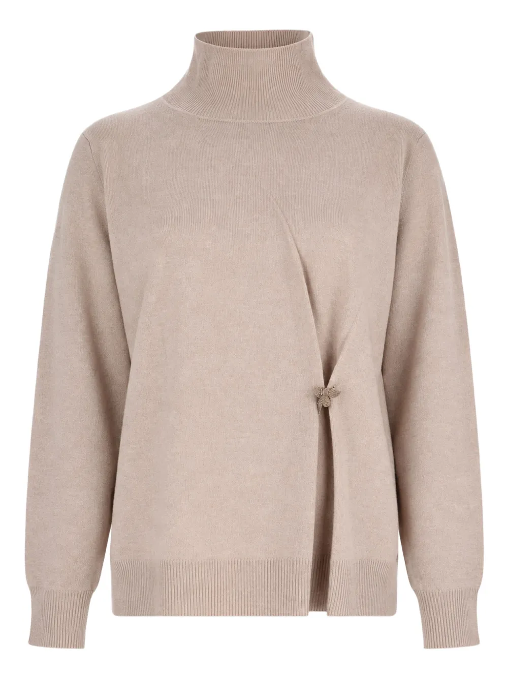 Fabiana Filippi Platinum turtleneck wrap-front sweater Beige