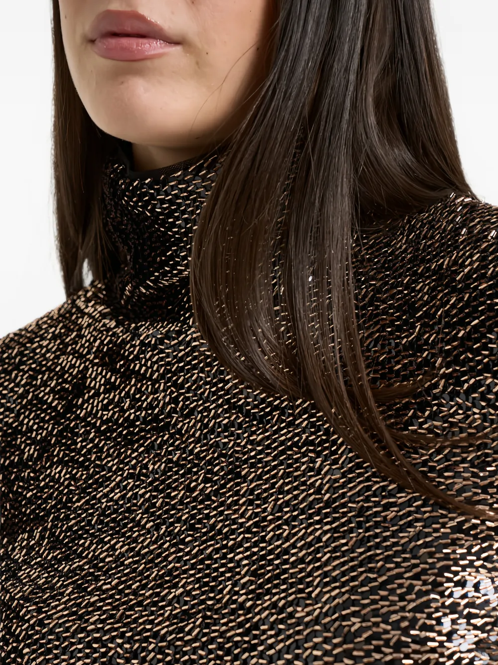Patrizia Pepe sequin-embellished high-neck sweater Bruin