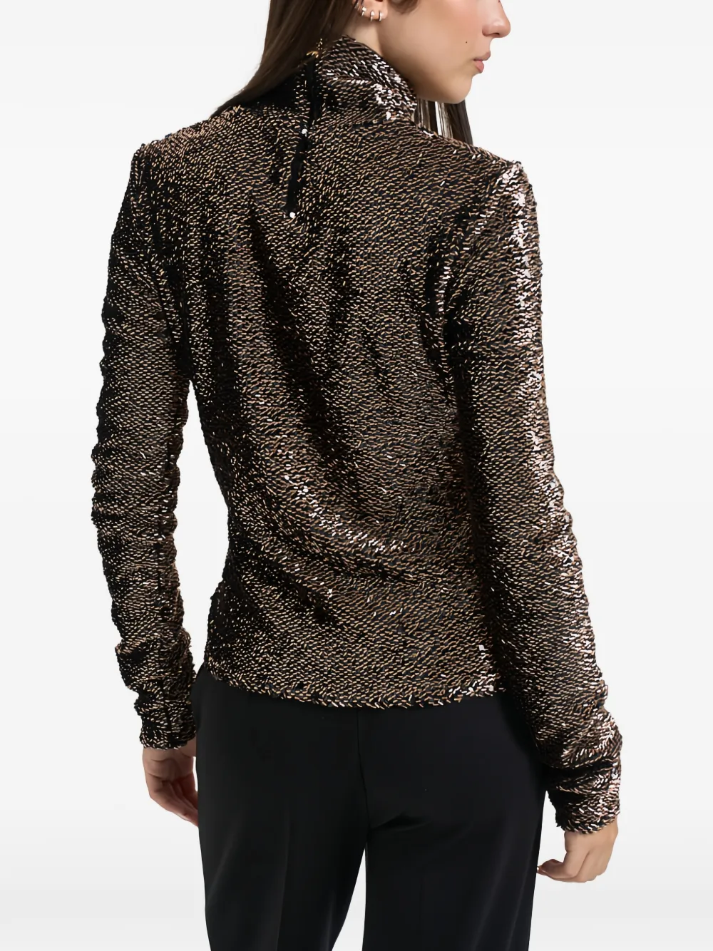 Patrizia Pepe sequin-embellished high-neck sweater Bruin