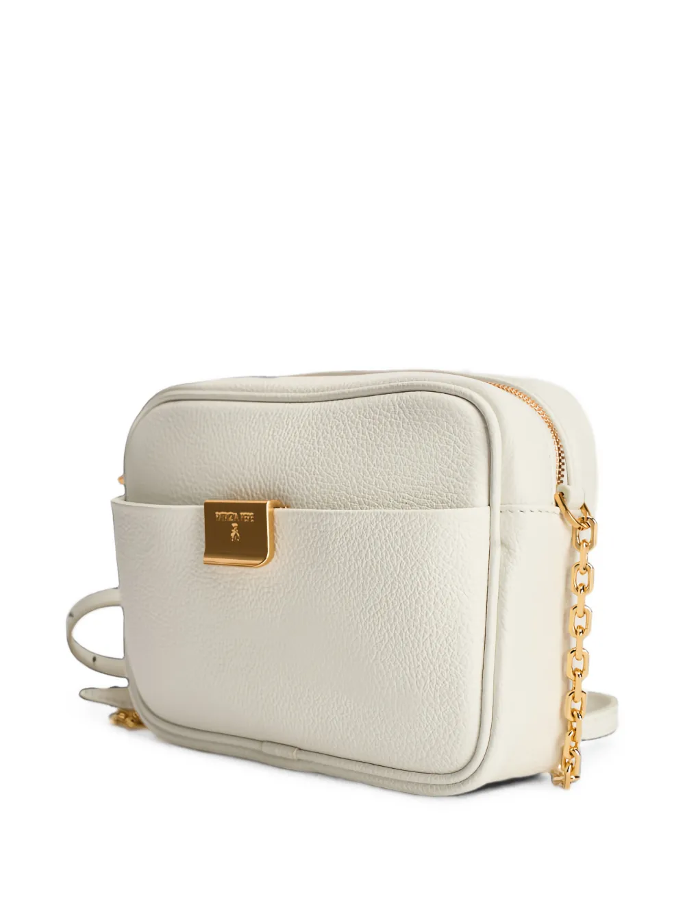 Patrizia Pepe All Day mini-tas van bewerkt leer met logo-plakkaat Wit