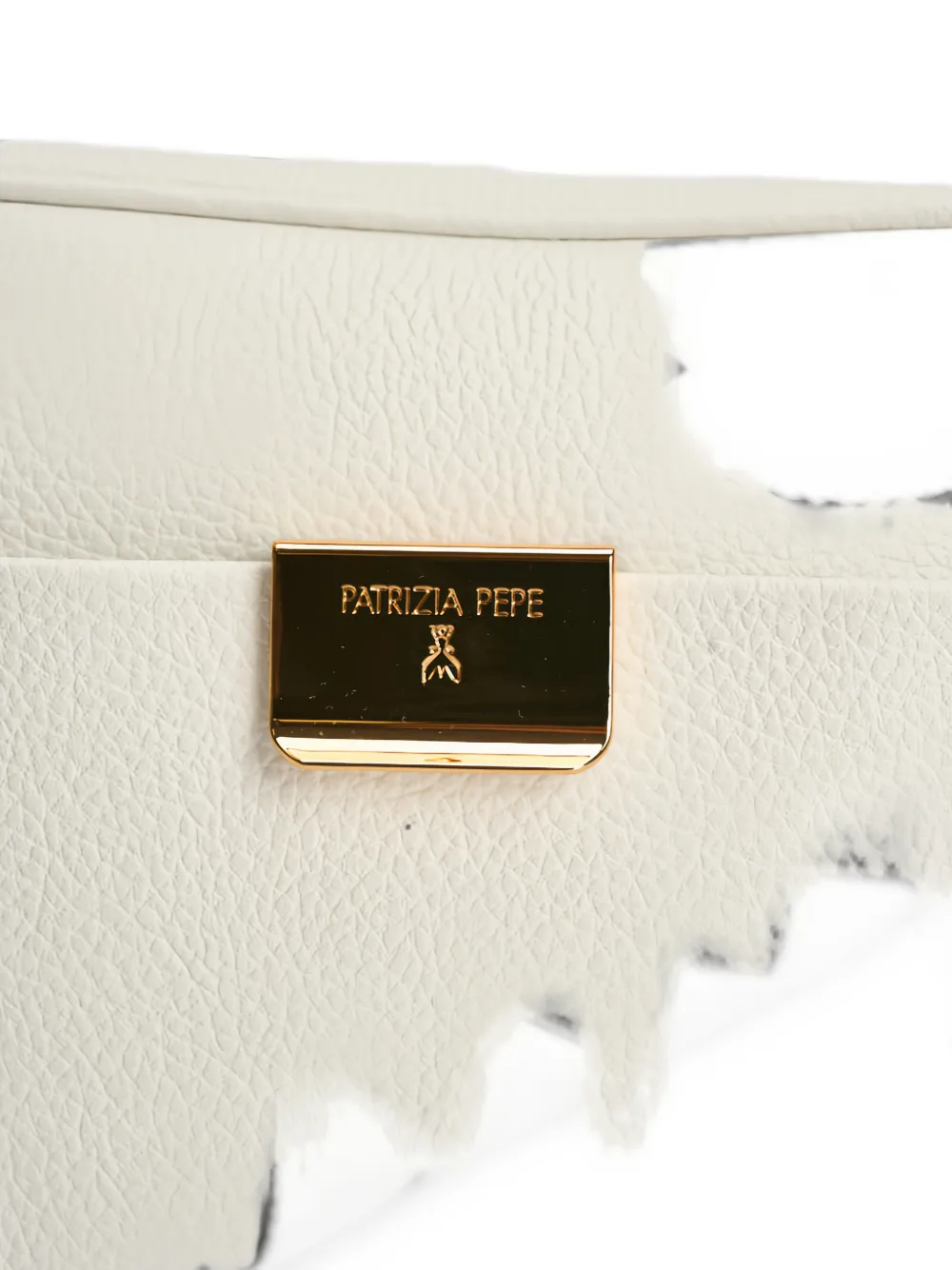 Patrizia Pepe All Day mini-tas van bewerkt leer met logo-plakkaat Wit