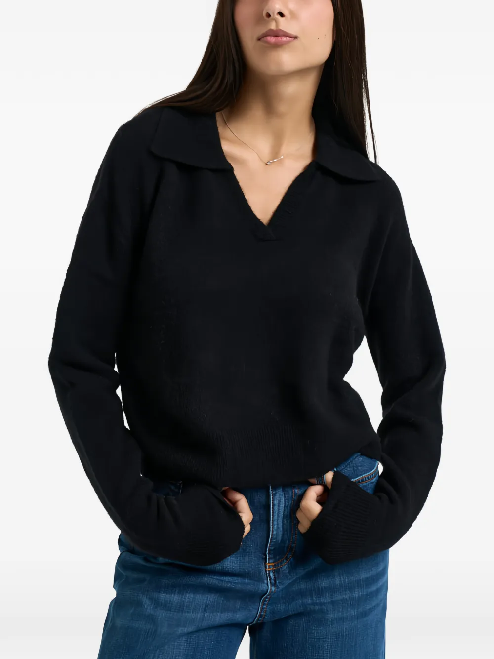 Patrizia Pepe spread-collar V-neck sweater