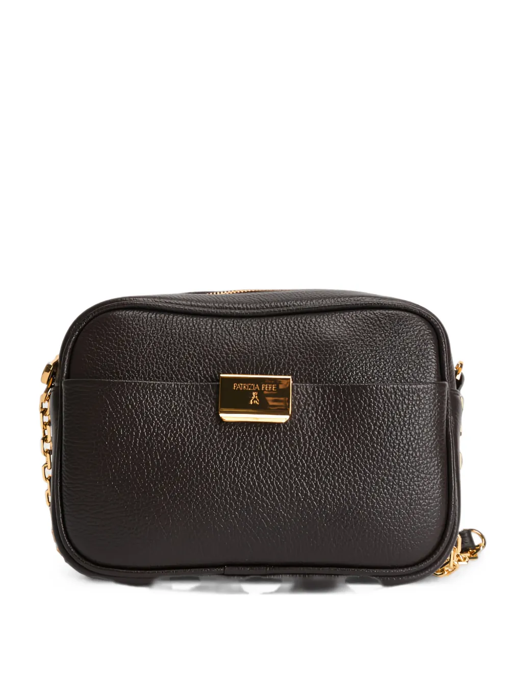 Patrizia Pepe All Day logo-plaque pebbled mini bag - Marrone