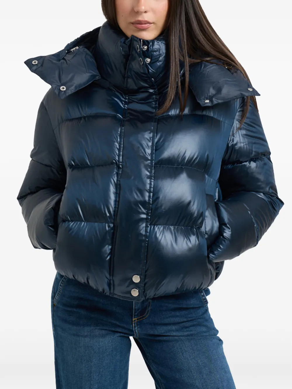 Patrizia Pepe quilted hooded puffer jacket - Blue