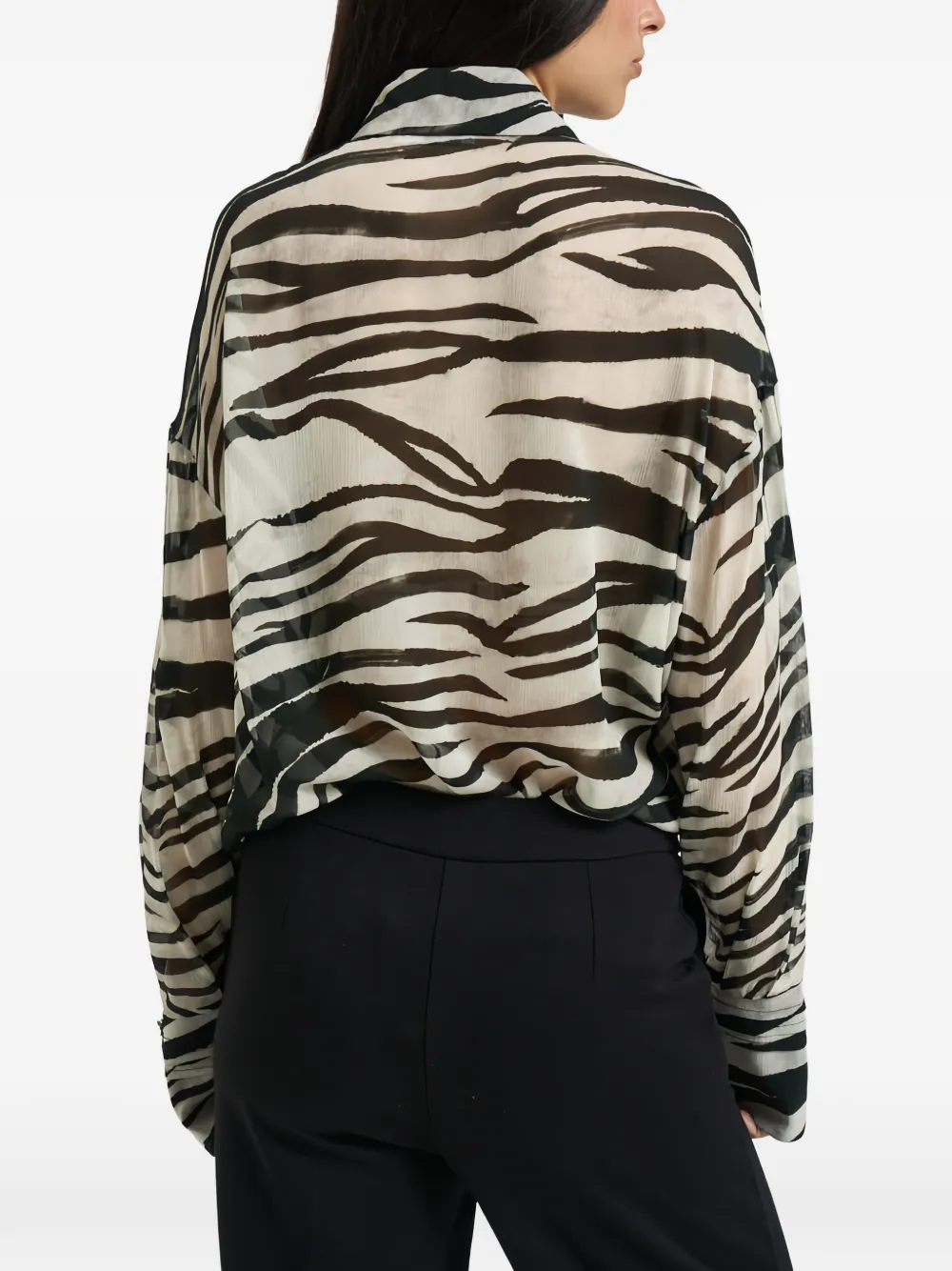 Patrizia Pepe zebra-print semi-sheer shirt Wit