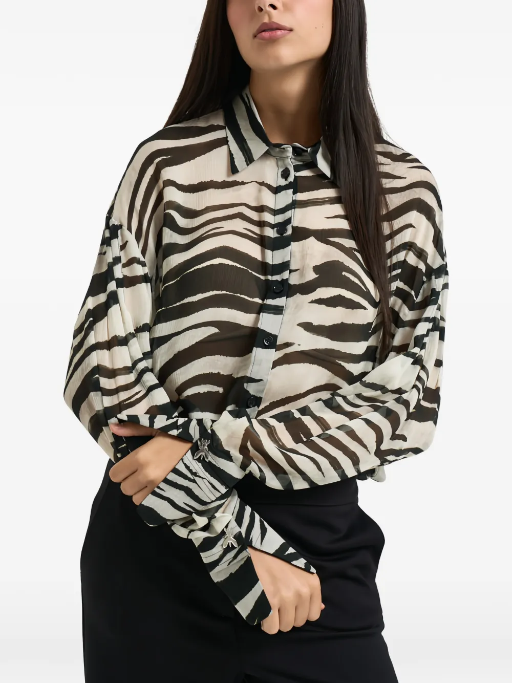Patrizia Pepe zebra-print semi-sheer shirt - Bianco